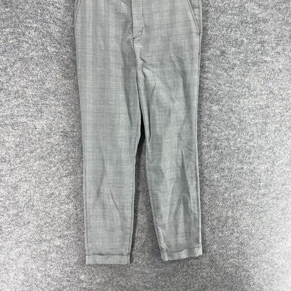 H&M Pants Women 29 Plus Gray Plaid High Rise Skinny Fit Cuffed Flat Front Chino - Picture 4 of 10